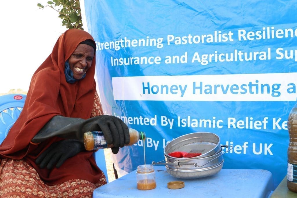 A Syrian refugee family supported by Islamic Relief through a beekeeping livelihoods project